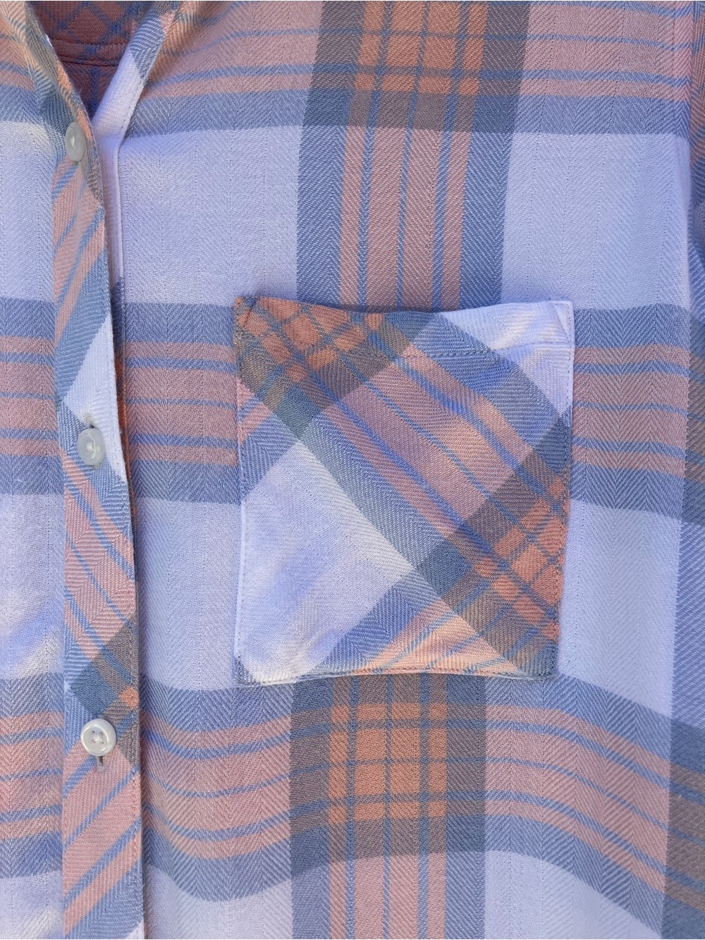 Rails Rayon Pastel Peach Sky White Plaid Button-Down Shirt - Picture 2 of 8